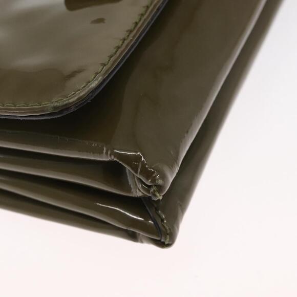 VALENTINO Studs Chain Shoulder Bag Enamel Khaki Gold Auth bs31799 - Picture 9 of 16